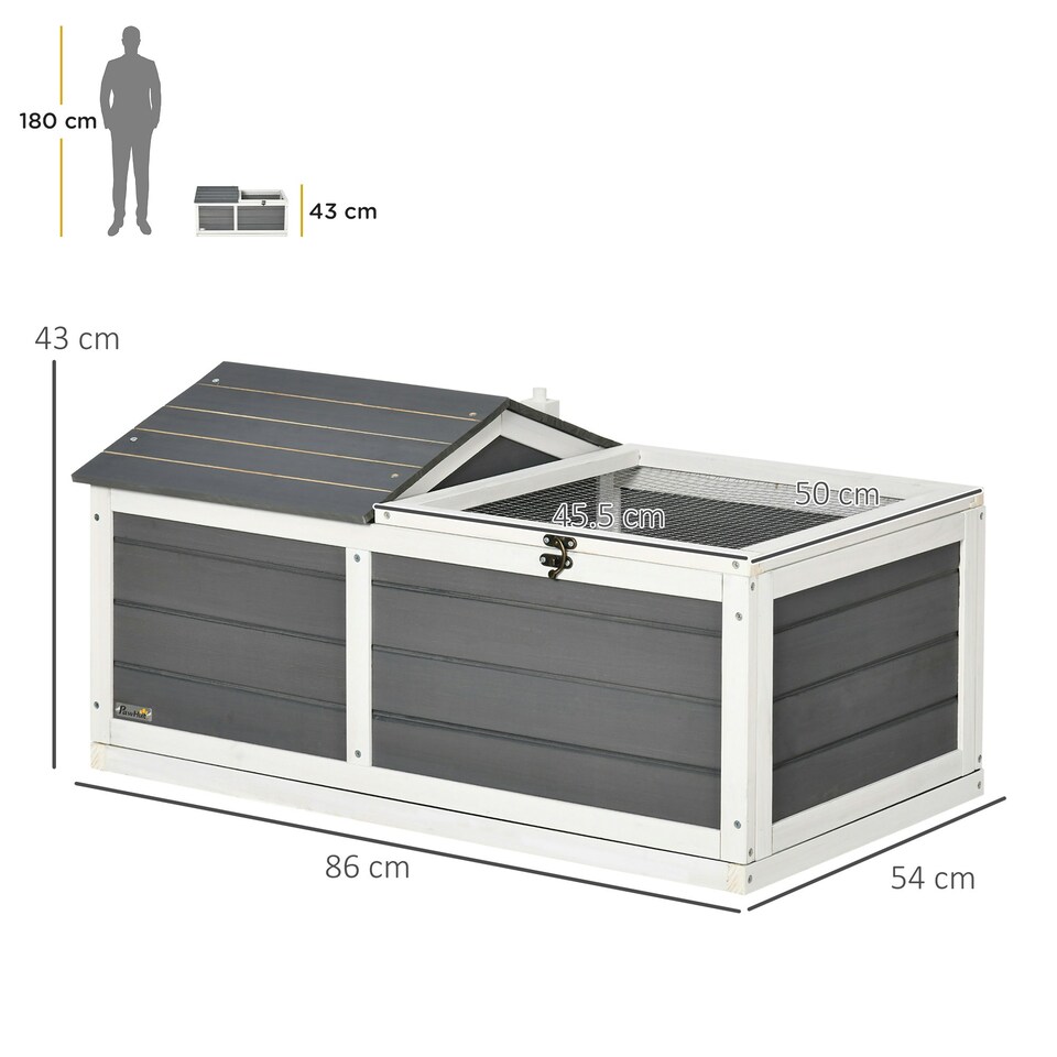 image 1 of PawHut Wooden Tortoise House, Small Pet Reptile with Hide Shelter Den and Run