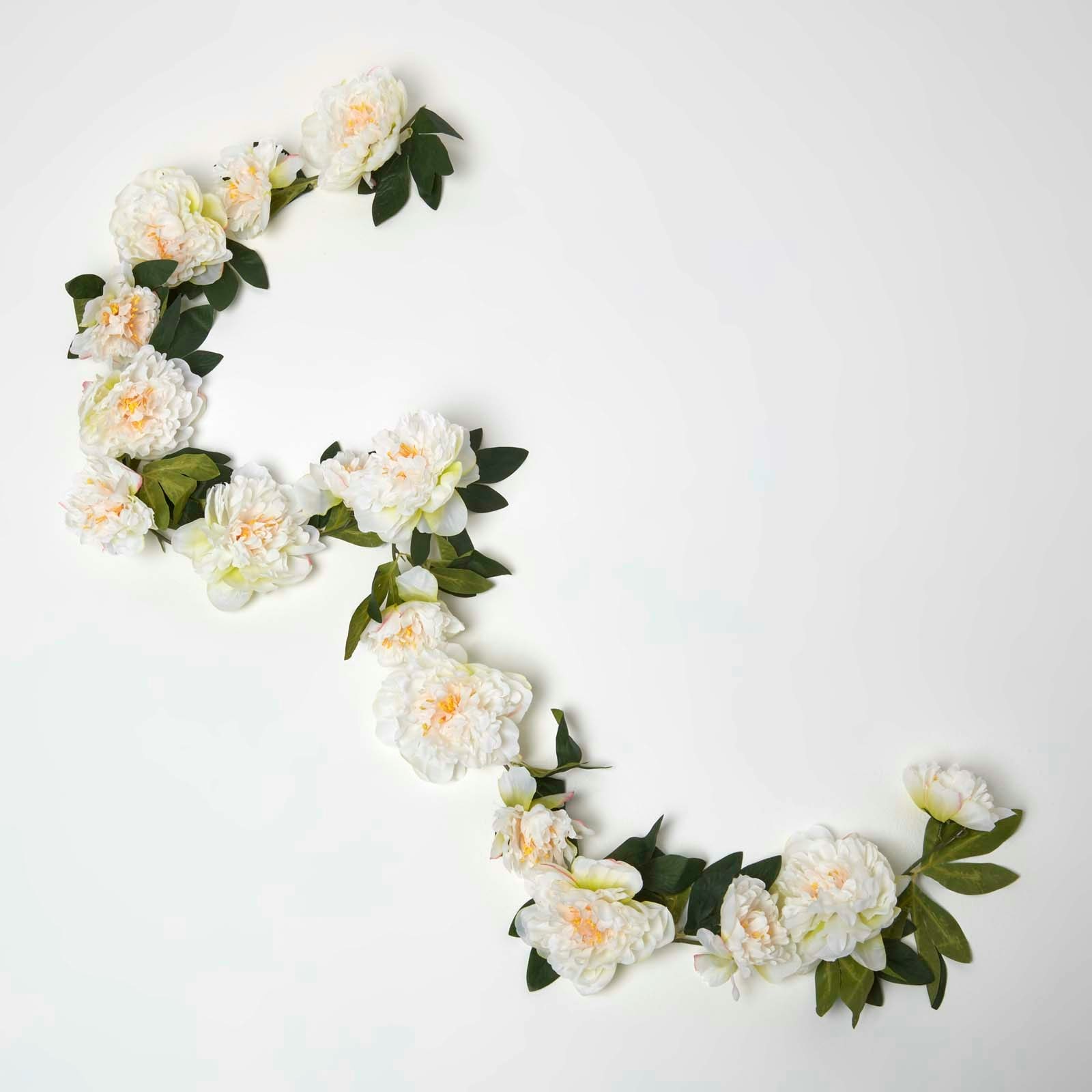 Homescapes Artificial Peony Flower Garland, 180 cm in Natural