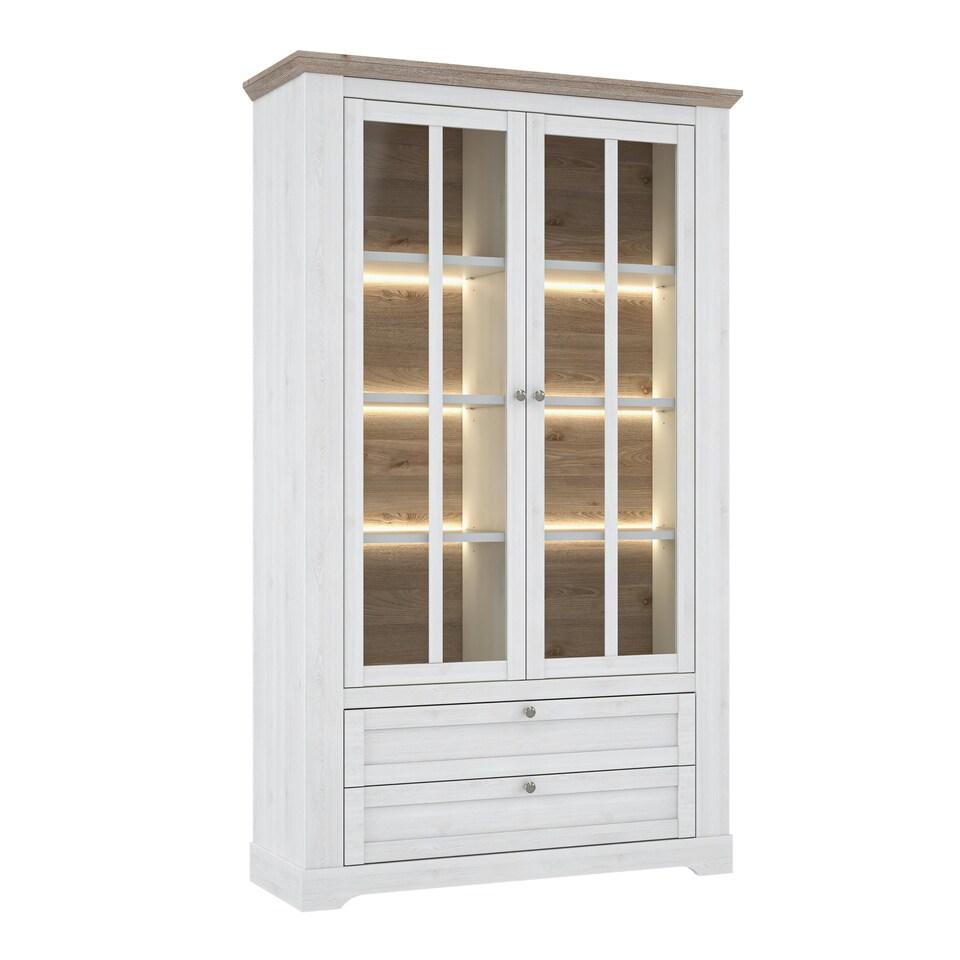 image 1 of Illoppa Display Cabinet in Snowy Oak/Oak Nelson