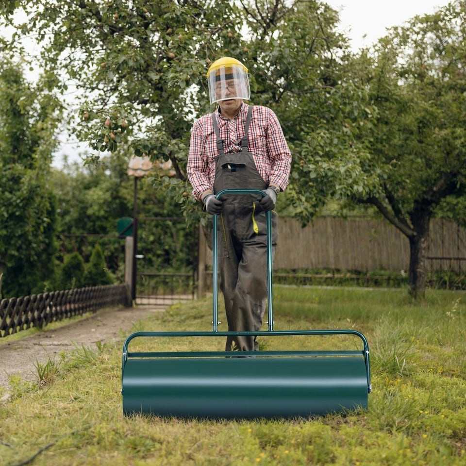 image 1 of COSTWAY 48L Steel Garden Lawn Roller Water Sand Filled