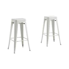 Furniturebox 2x Colton 'Tolix' Style White Metal Bar Stools