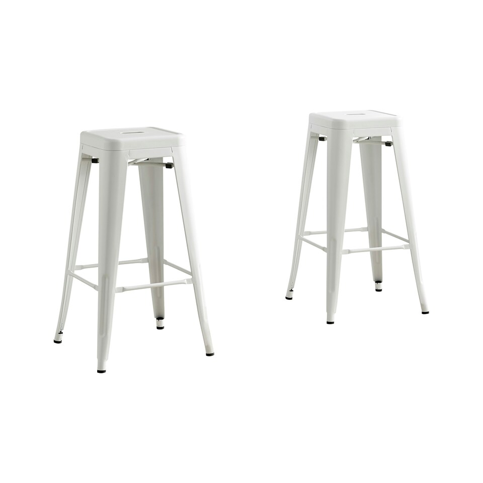 image 1 of Furniturebox 2x Colton 'Tolix' Style White Metal Bar Stools