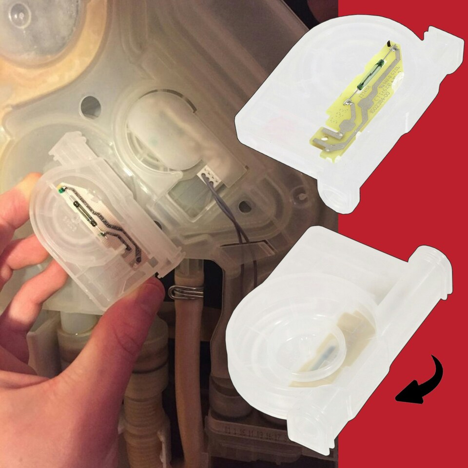 image 1 of SPARES2GO Flow Meter Air Break Contact Reed Switch Sensor for Neff Dishwasher