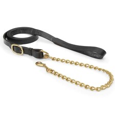 Velociti Chain Strap Leather Horse Lead Rein - Black - One Size
