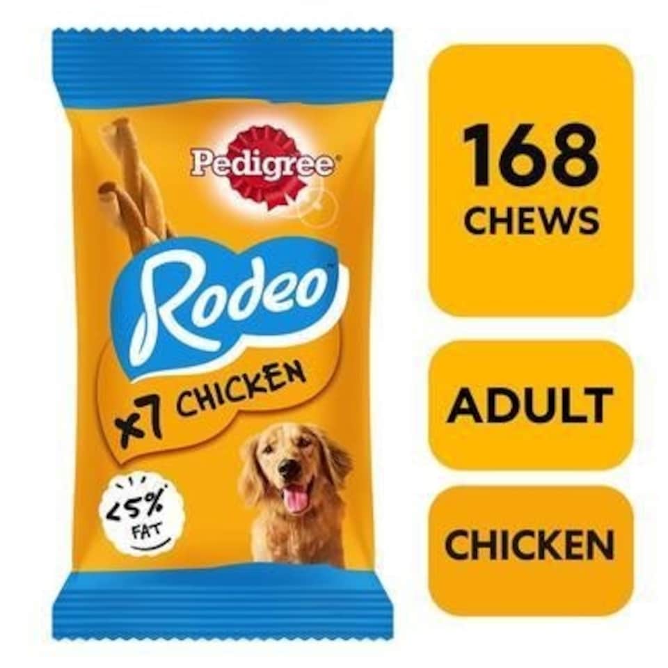 image 1 of 168 Pedigree Rodeo Dog Treats Chicken Dog Chews 24x123g