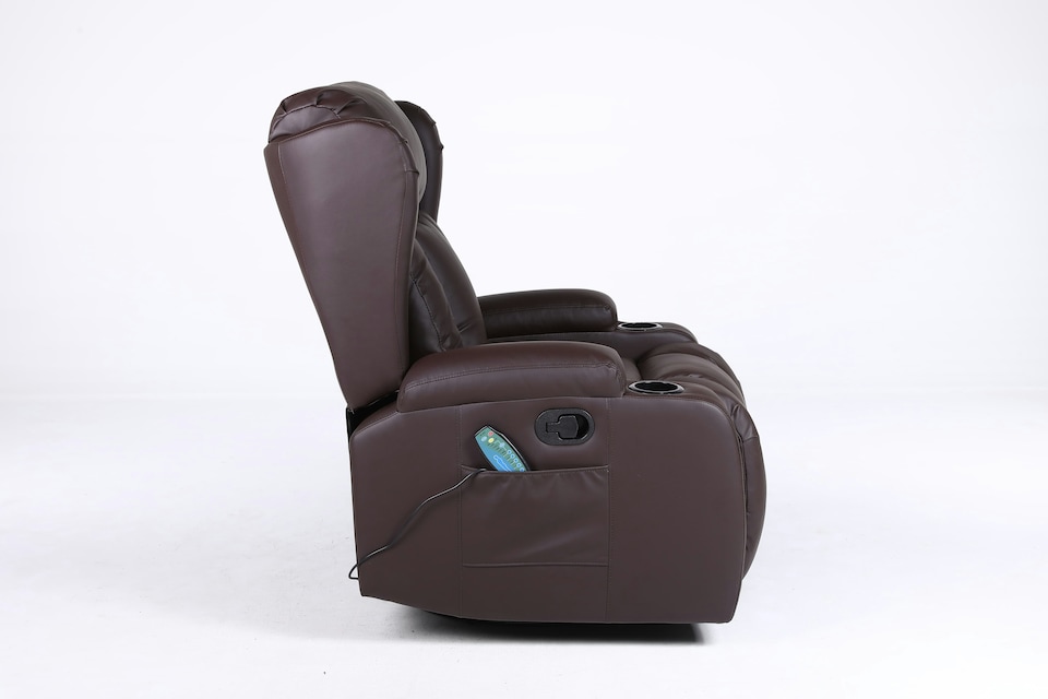 image 1 of SoHo 10 in 1 Recliner Armchair With Swivel, Tilt Heated and Massage Functionality Brown | Brown | One Size