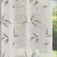 image 3 of Oasis Grey Embroidered Leaf Design Voile Panels - Pair 140 x 183cm (55x72")