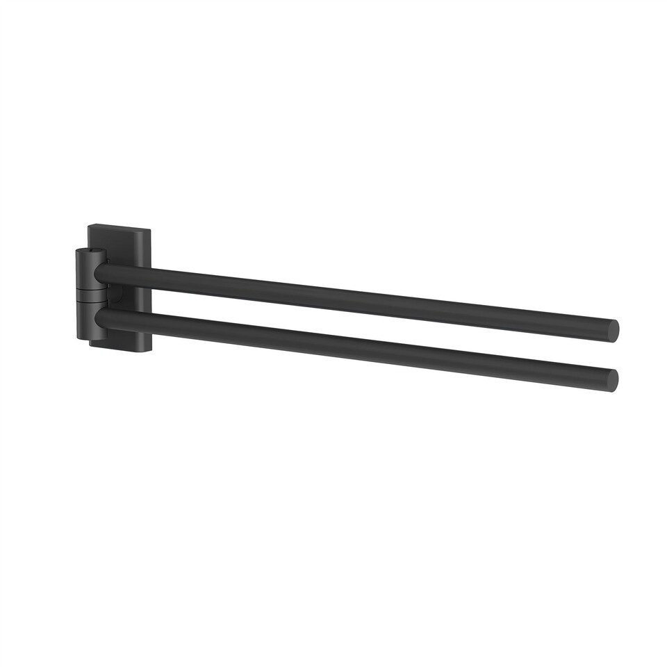 image 1 of Cosmic Swivel Double Towel Rectangular Rail with Black Matt Finish for Bathroom