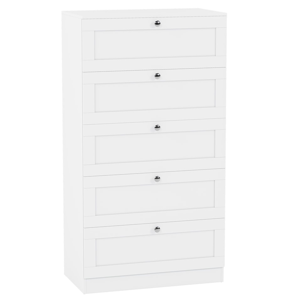 image 1 of Vida Designs Altino White 5 Drawer Chest Storage Unit - H: 121cm x W: 65cm x D: 36cm