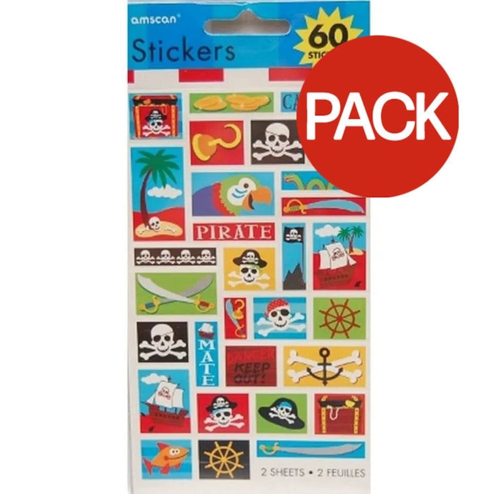Amscan Pirate Treasure Stickers (Pack of 60) - Multicoloured - One Size