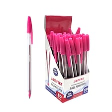 Box of 50 Pink Ballpoint Pens Smooth Glide by Janrax
