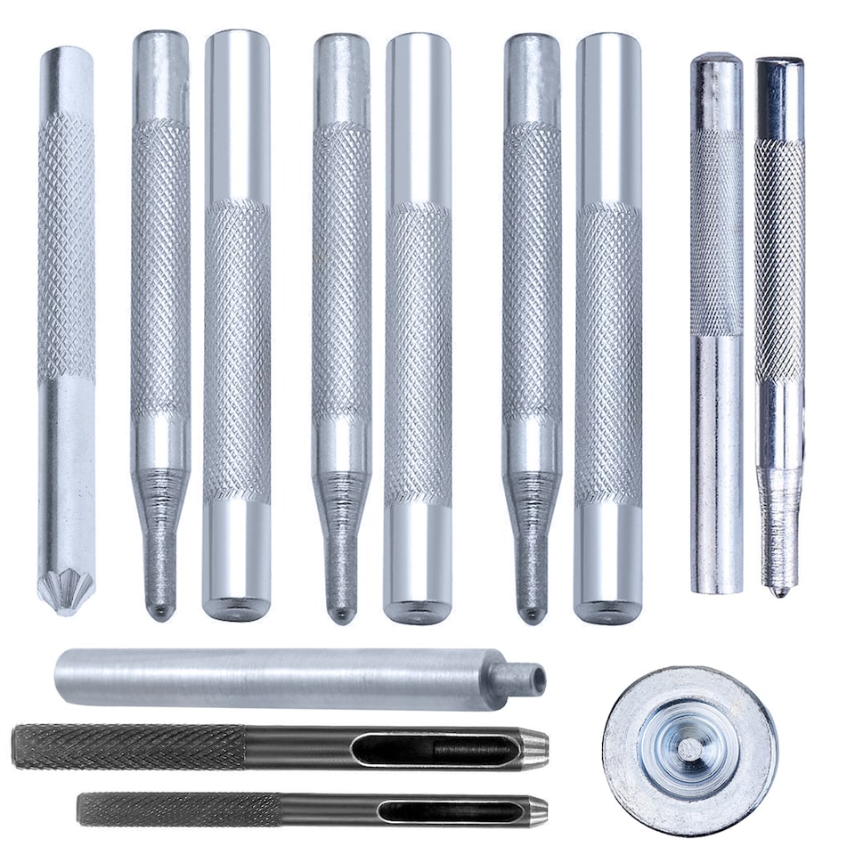 image 1 of 13pcs Leather Craft Accessories Tool Kit Hole Punch & Rivet Setter Set