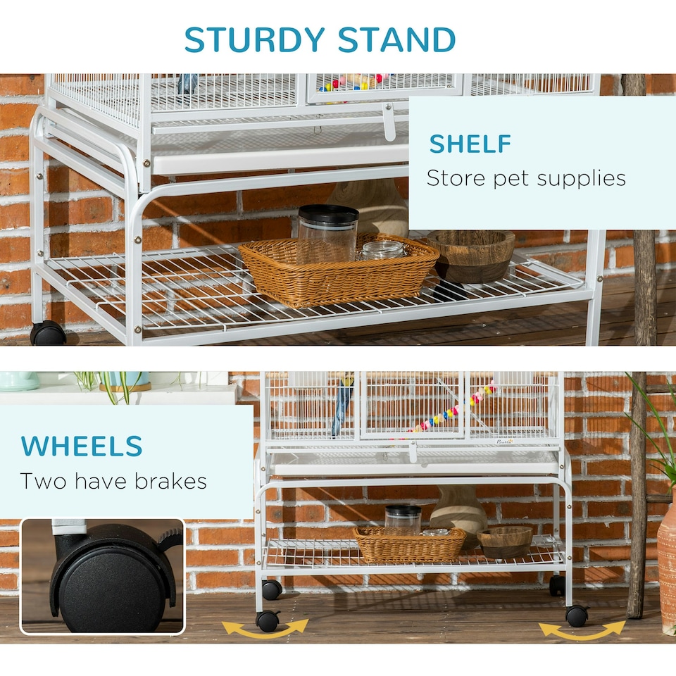 image 1 of PawHut 3 Tier Bird Cage W/ Stand Toy, for Canary Finch Cockatiel Parakeet Budgie