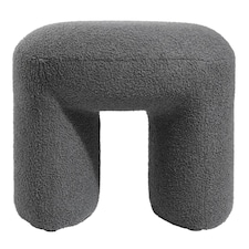 Living and Home Modern Teddy Bear Fur Upholstered Ottoman - Grey