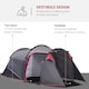 image 3 of Outsunny 3 Man Camping Tent with 2 Rooms Porch Vents Rainfly Weather-Resistant