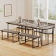 image 6 of COSTWAY 4-Piece Dining Table Set for 4 Wooden Rectangular Kitchen Table-Grey