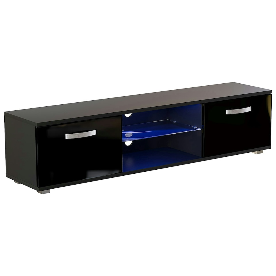 image 1 of Vida Designs Cosmo 2 Door LED TV Unit Entertainment Stand, 160cm, Black