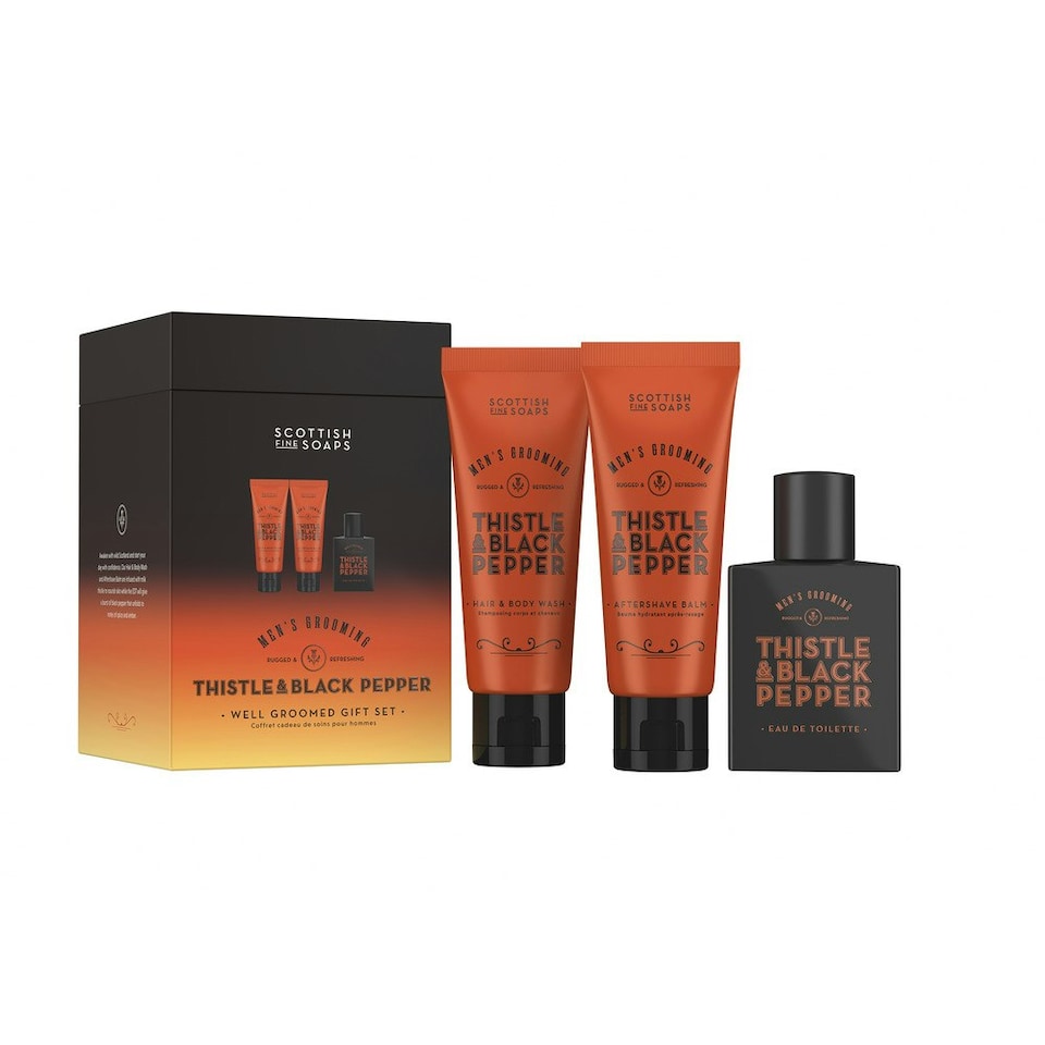 image 1 of Scottish Fine Soaps Men's Grooming Thistle & Black Pepper Well Groomed Gift Set