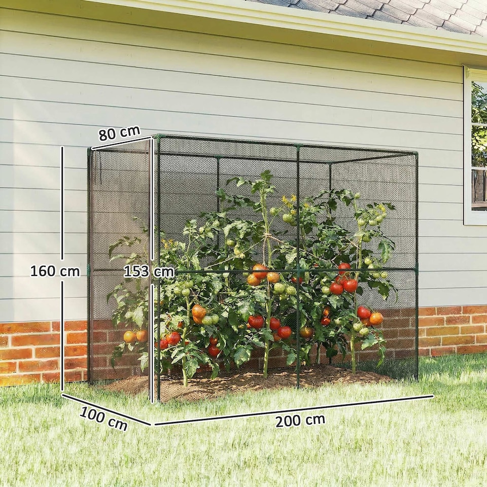 image 1 of Outsunny Fruit Cage Bird Netting, Heavy Duty Plant Protection Tent, Black