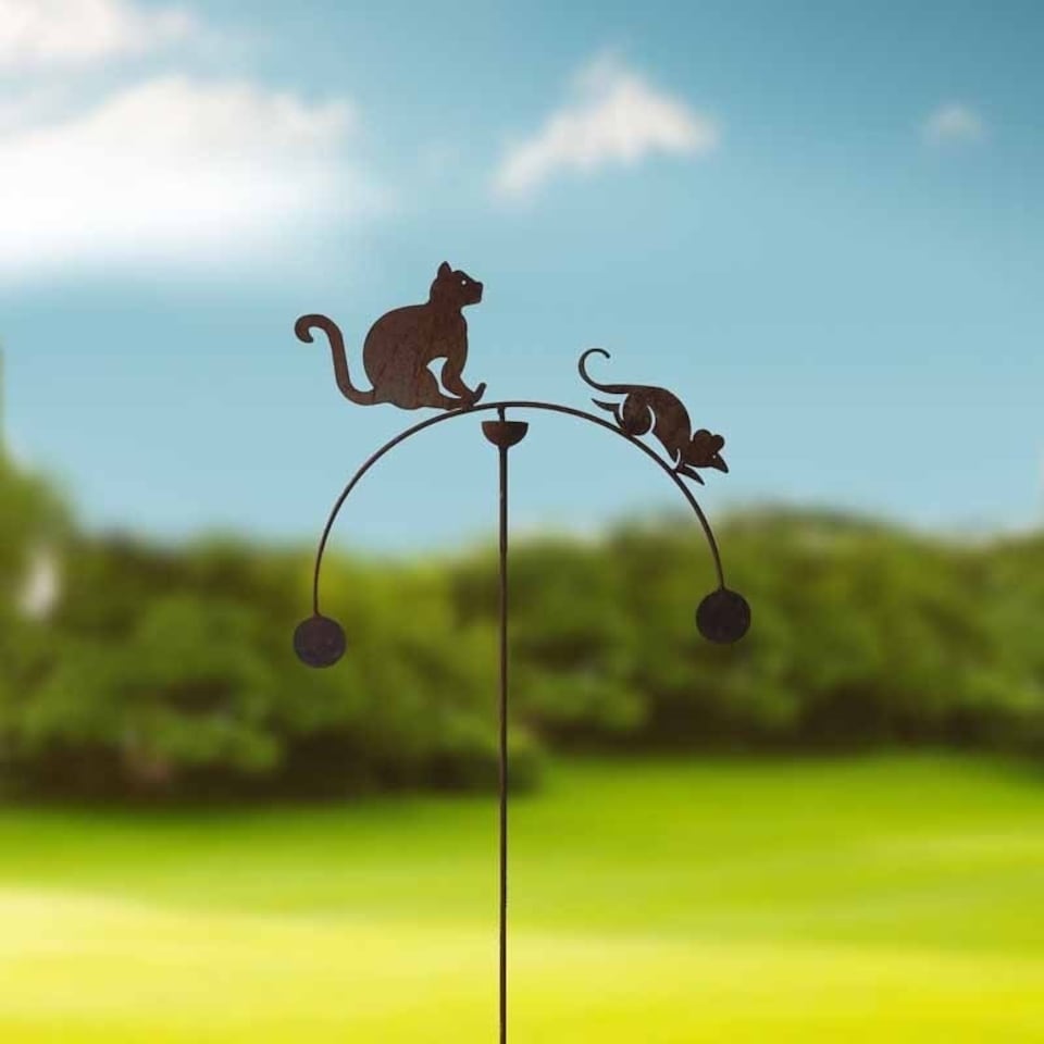 image 1 of Cat & Mouse Wind Rocker Double Bare Metal/Ready to Rust - Steel - W54 x H148.5 cm