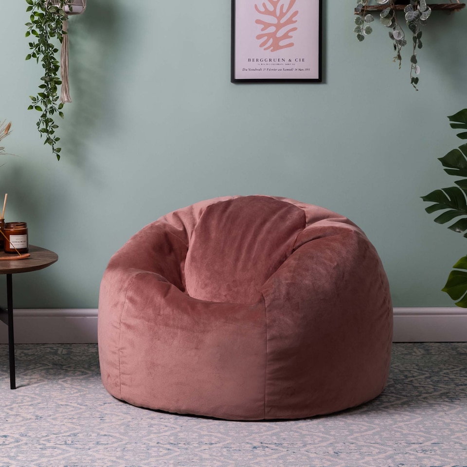 image 1 of Kingston Classic Velvet Bean Bag Chair Dusk Pink Bean Bags | Pink | Dusk Pink | 1