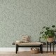image 3 of Muriva Darcy James Collection Japandi Leaf Textured Wallpaper - Green - 10m x 0.5m Green