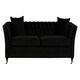 image 1 of 3 Seat Button Tufted Onyx Sofa,Settee With Wooden Legs,Chesterfield Sofa With Matching Cushions,Lounge Sofa Black