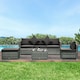 image 2 of 6pc Outsunny Deluxe Rattan Furniture Set- Grey Garden Furniture Set