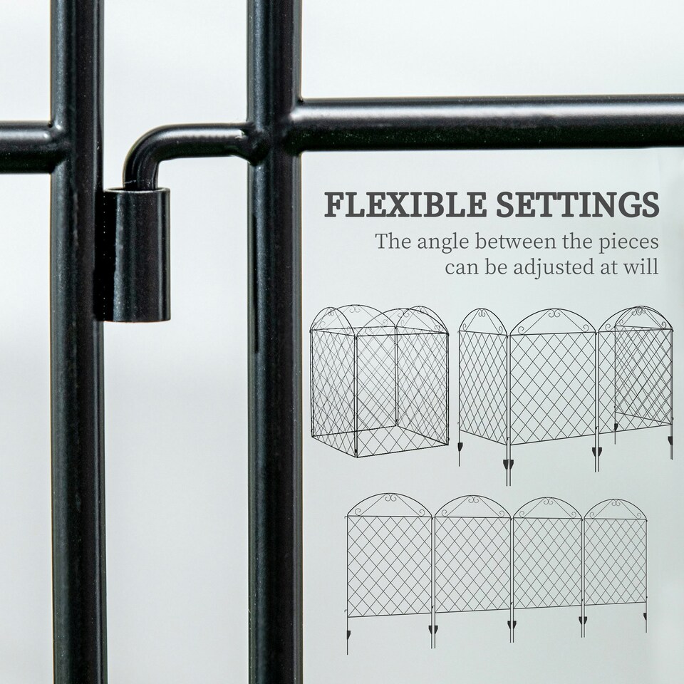 image 1 of Outsunny 4PCs Decorative Garden Fencing 43in x 11.5ft Metal Border Edging