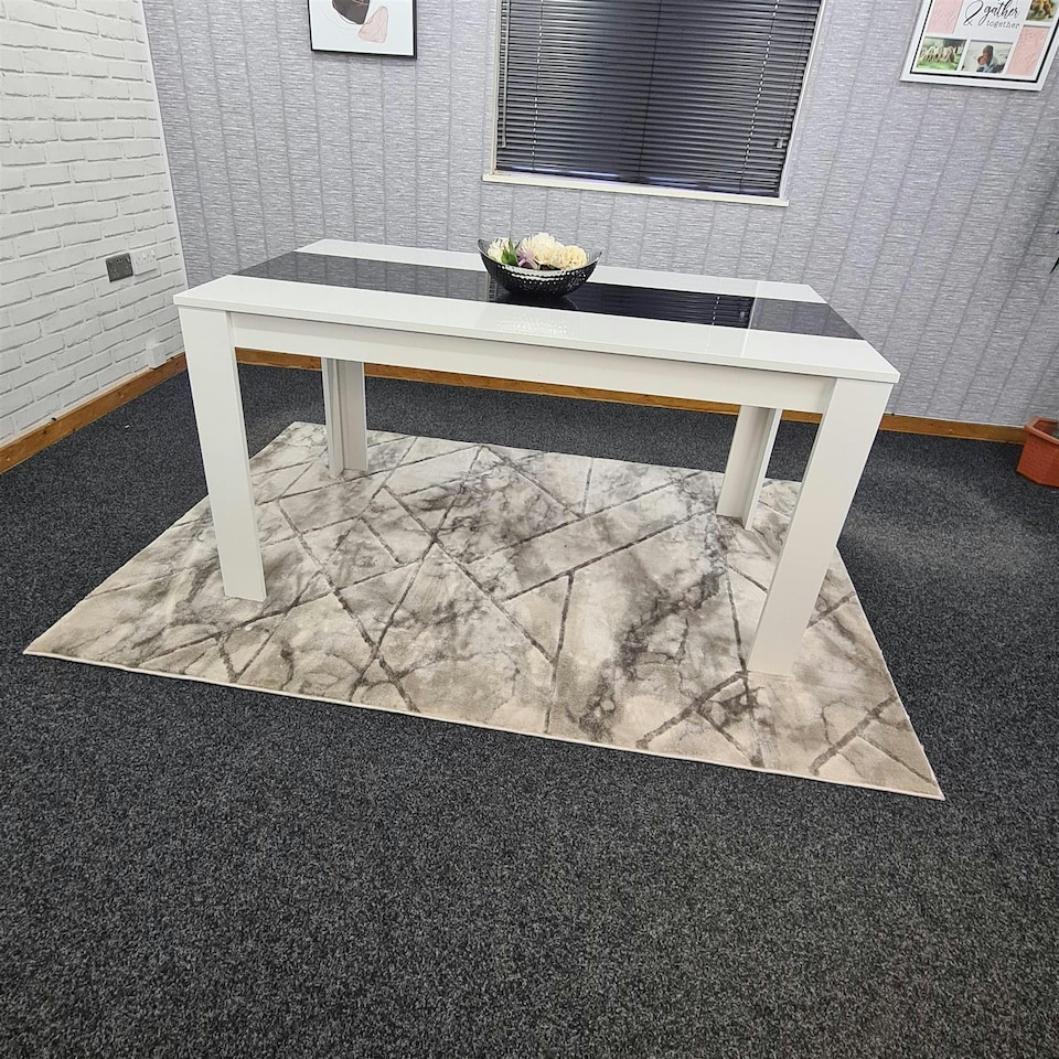 image 1 of Dining Table Wood Kitchen Place for 6 Seats, Dining Table Only (White and Black H 75 x L 140 x W 80 cm) White