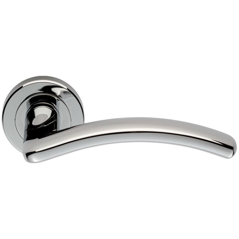 Loops PAIR Oval Shape Arched Bar Lever on Round Rose Concealed Fix Polished Chrome