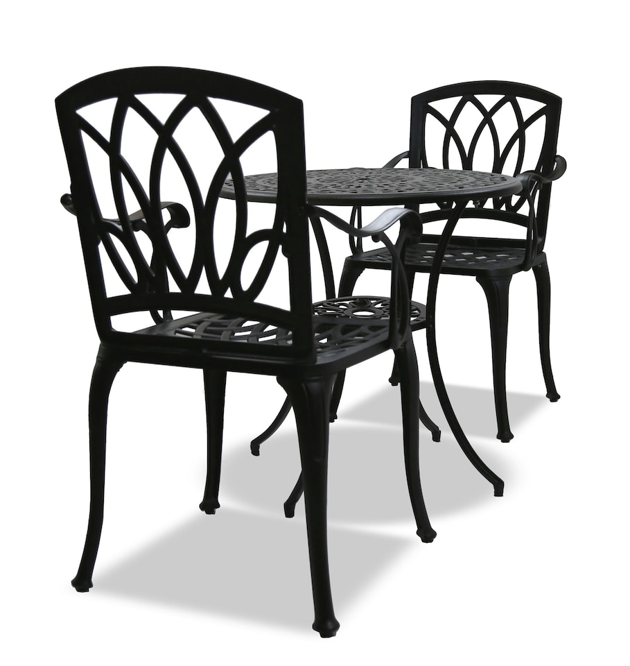 image 1 of Centurion Supports POSITANO Garden and Patio Table and 2 Chairs Cast Aluminium Bistro Set - Black