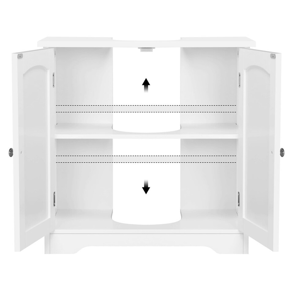 image 1 of Yaheetech Wooden Bathroom Cabinet with Precut Sink Hole Grey White