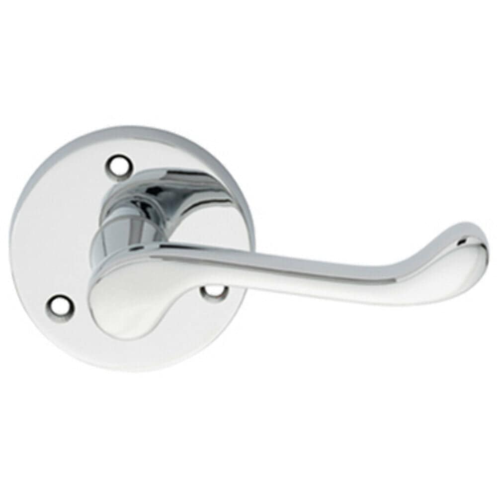 Loops PAIR Victorian Scroll Lever on 58mm Round Rose Polished Chrome Door Handle