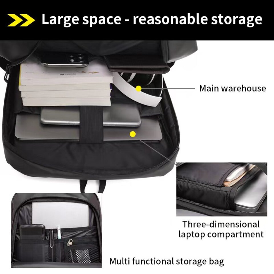 image 1 of Expandable Travel Backpack 15'' Laptop USB Charging Waterproof Bag