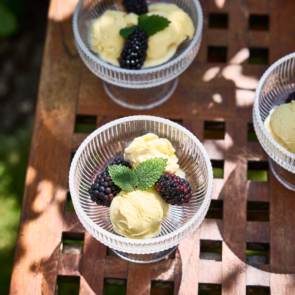 image 1 of Set of 6 Luxury Ribbed Glass Footed Dessert Bowls Wedding Decorations Ideas 300ml | Clear | Clear | Medium | 6