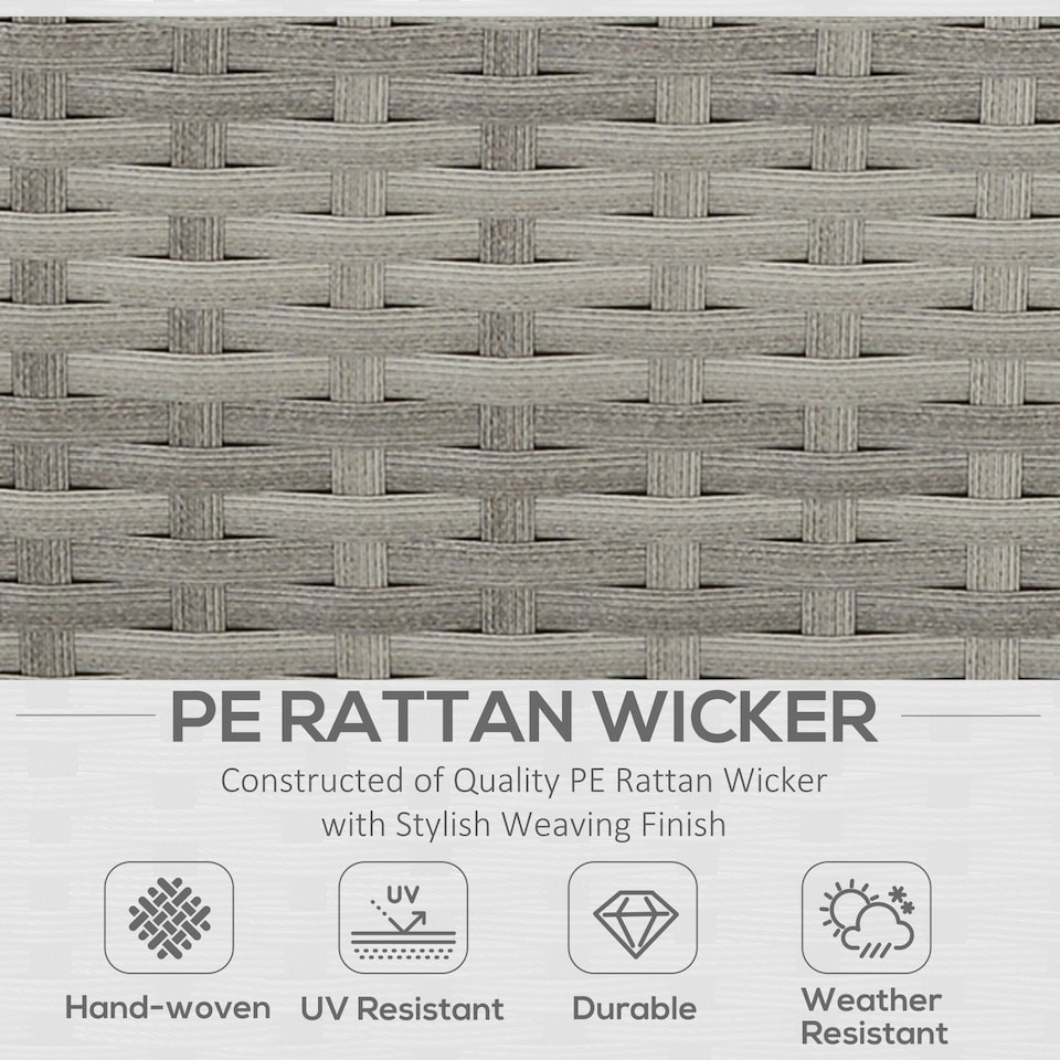 image 1 of Outsunny 6 Pieces Rattan Garden Furniture Set, 7 Seater Wicker Garden Sofa Set with Glass Top Dining Table, Armchairs and Footstools, Outdoor Furniture with Cushions for Patio, Mixed Grey