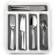 image 1 of Plastic Kitchen Cutlery Tray Organiser Rack Holder Drawer Insert Tidy Storage Grey