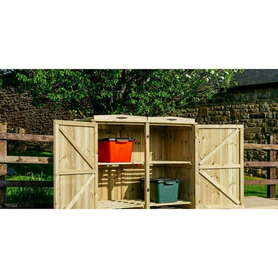 image 1 of Chatburn 4 Recycle Box Store - Timber - L80.4 x W122.5 x H120 cm - Fits 4 x Recycle Boxes Brown