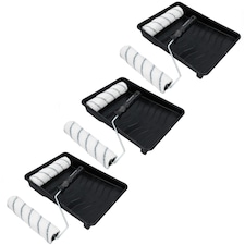 230mm (9") Paint Roller Medium Pile Sleeves (2) +Tray for Painting Decorating 3pk