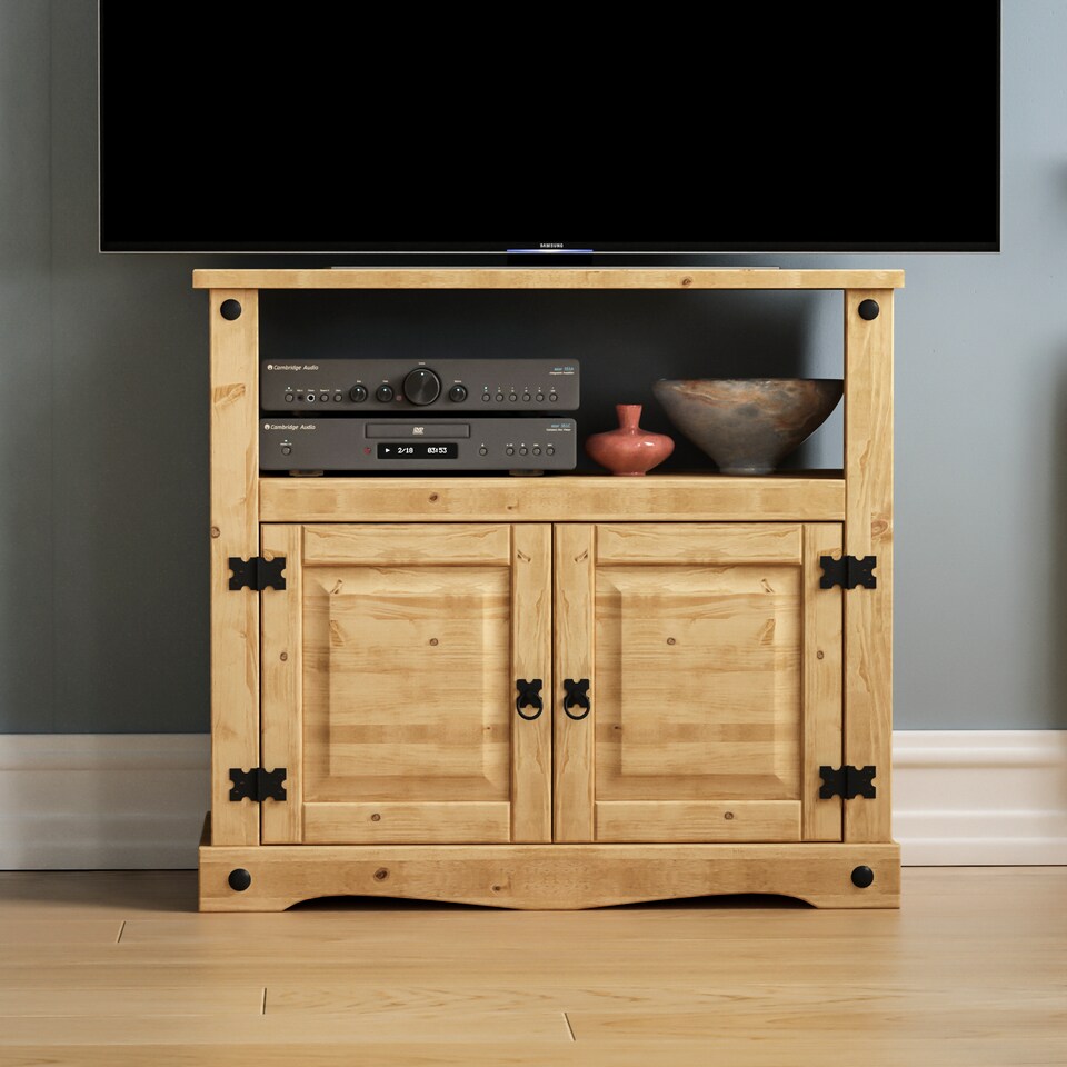 image 1 of Vida Designs Corona Straight TV Unit Stand, Solid Pine Wood