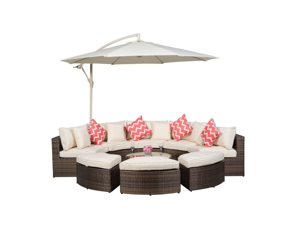 image 1 of Monaco Luxury Large Rattan Garden Sofa Set | Brown | Brown | Five Plus Seater