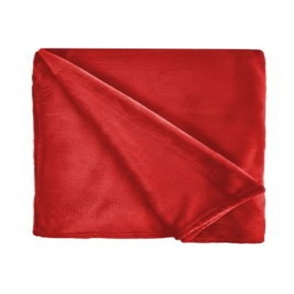 image 1 of Plush Collection Flannel Fleece Super Soft Throw in Red (79" x 95") Red | Red