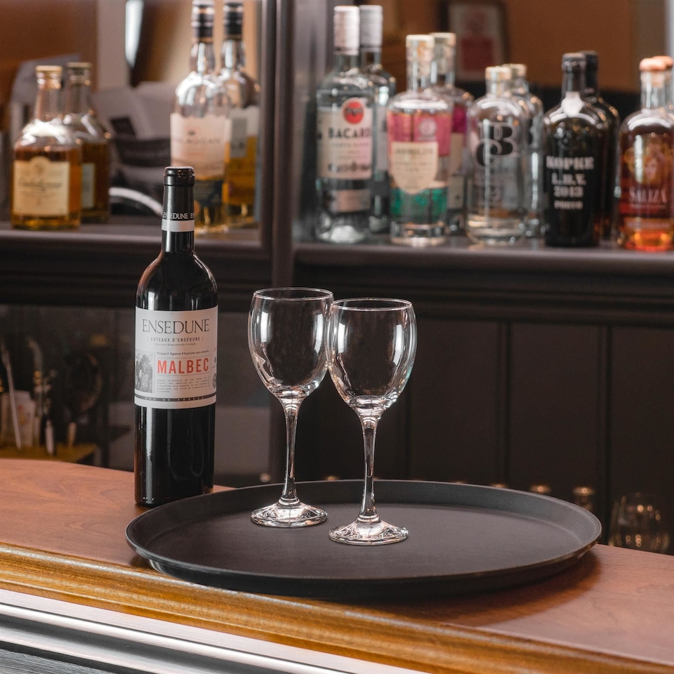 image 1 of Argon Tableware Round Non-Slip Serving Tray - 40.5cm - Black | Black | Black