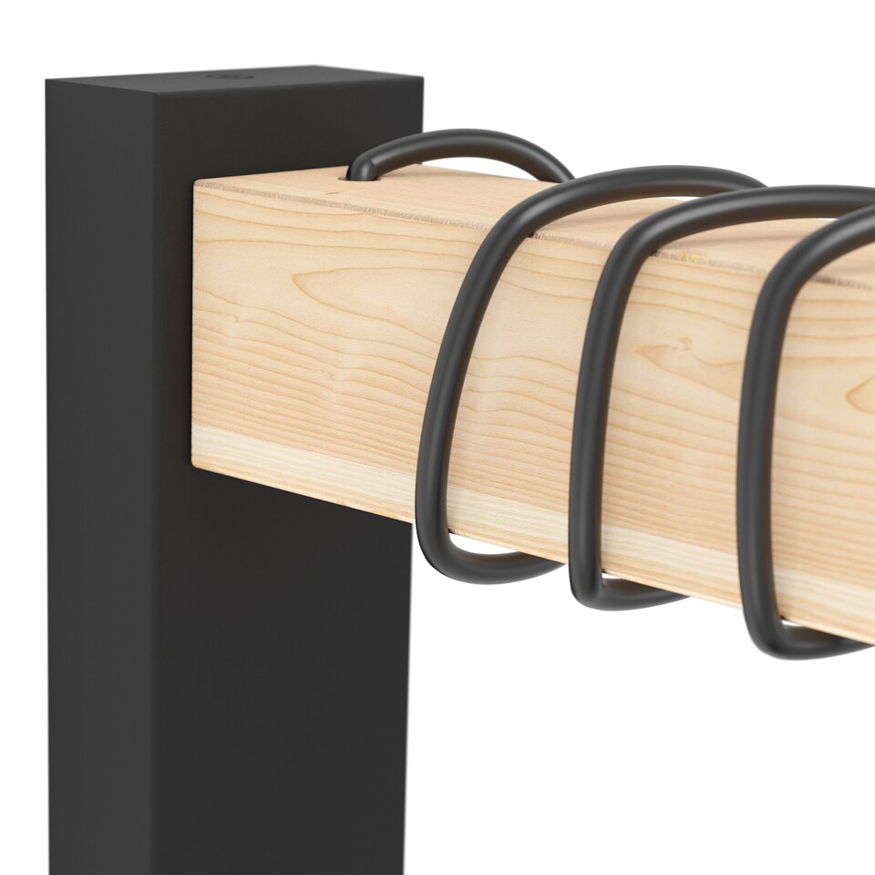 image 1 of EGLO Townshend Black Metal & Natural Wood Wall Light - Vintage Industrial Style (D) 21.5cm