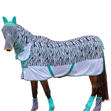 Tempest Original Zeb-Tek Combo Neck Zebra Print Horse Fly Rug - Black/White - 51in