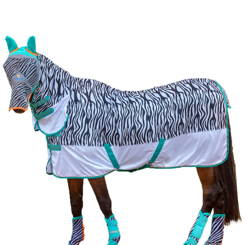 Tempest Original Zeb-Tek Combo Neck Zebra Print Horse Fly Rug - Black/White - 51in