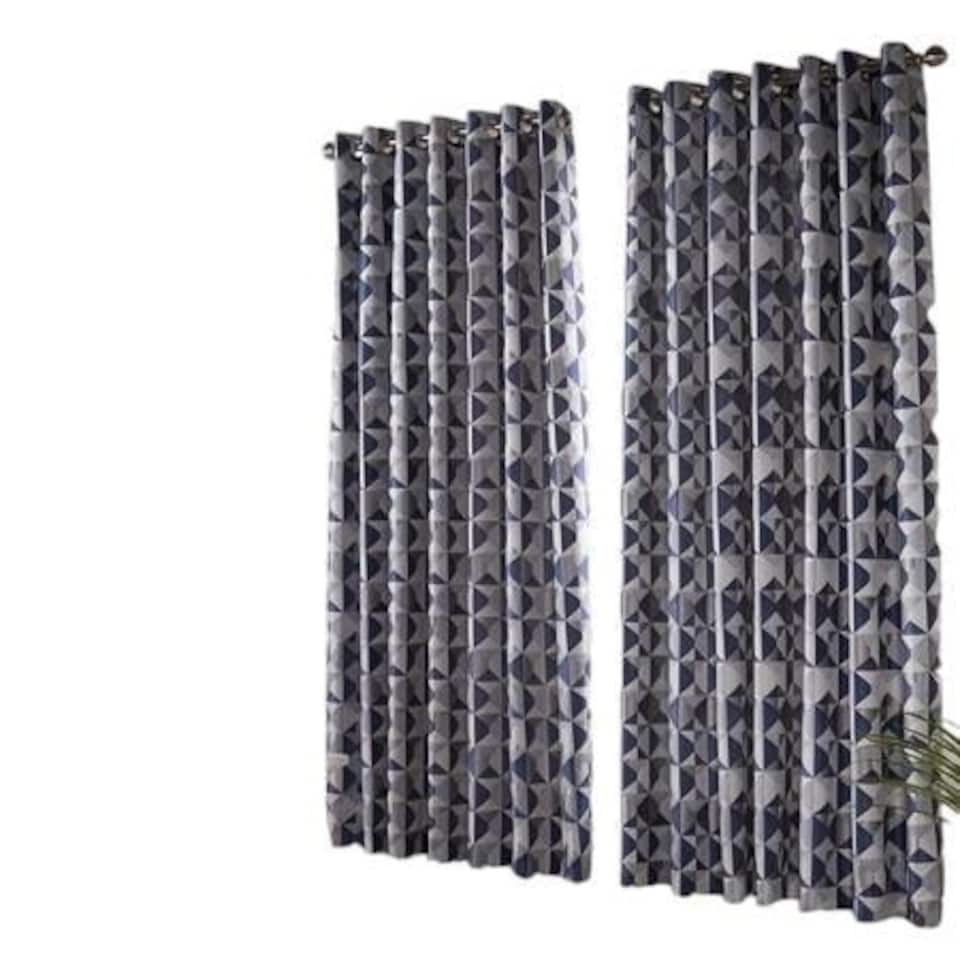 image 1 of Skandi Eyelet Curtains - Navy - 167 cm x 229 cm