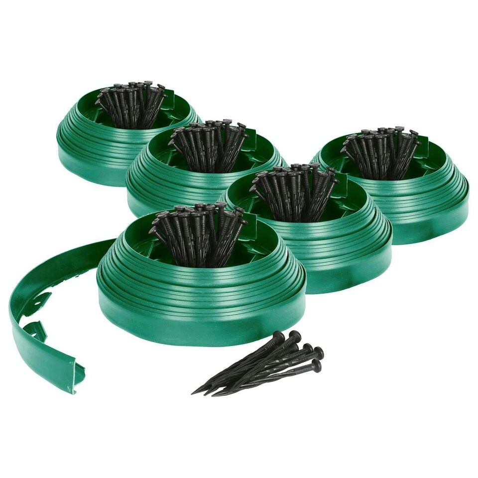 image 1 of Harbour Housewares Flexible Plastic Lawn Edging - 100m x 4cm - Green
