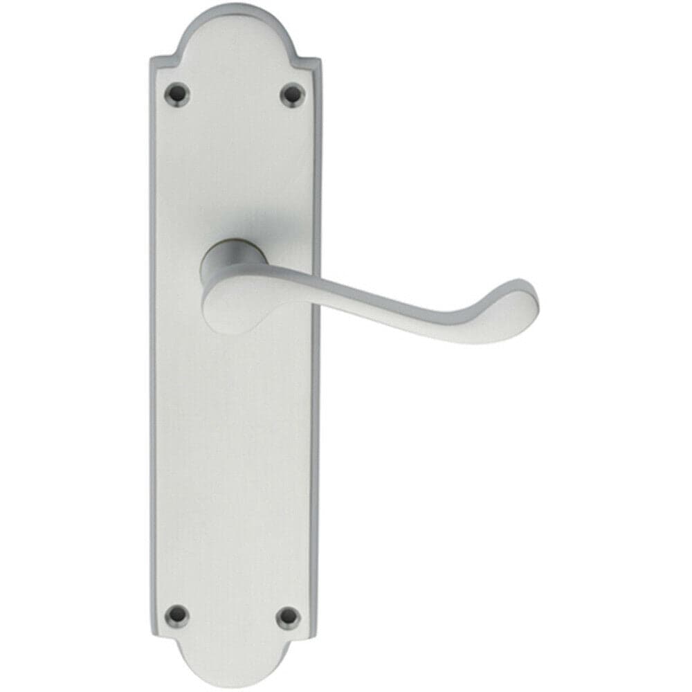 Loops PAIR Victorian Scroll Handle on Latch Backplate 205 x 49mm Satin Chrome